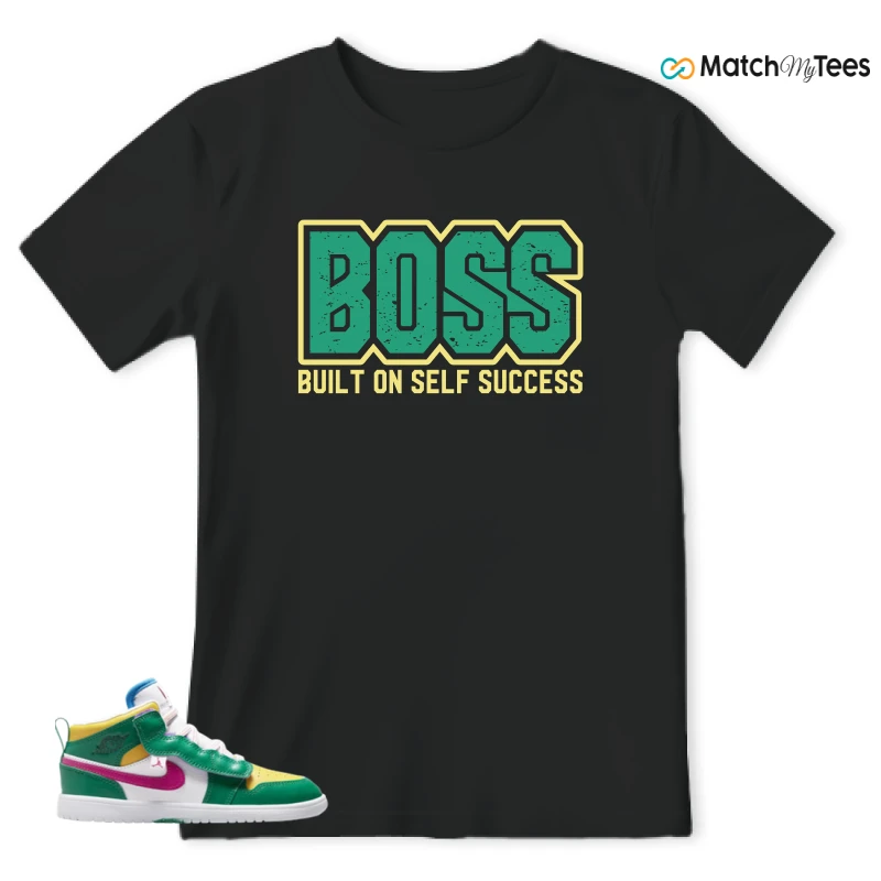 NIKE AIR JORDAN 1 MID ALT MALACHITE WHITE UNIVERSITY GOLD ACTIVE PINK (PS) SNEAKER Matching Tees t-shirt