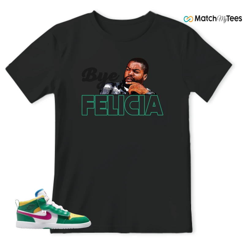 NIKE AIR JORDAN 1 MID ALT MALACHITE WHITE UNIVERSITY GOLD ACTIVE PINK (PS) SNEAKER Matching Tees t-shirt