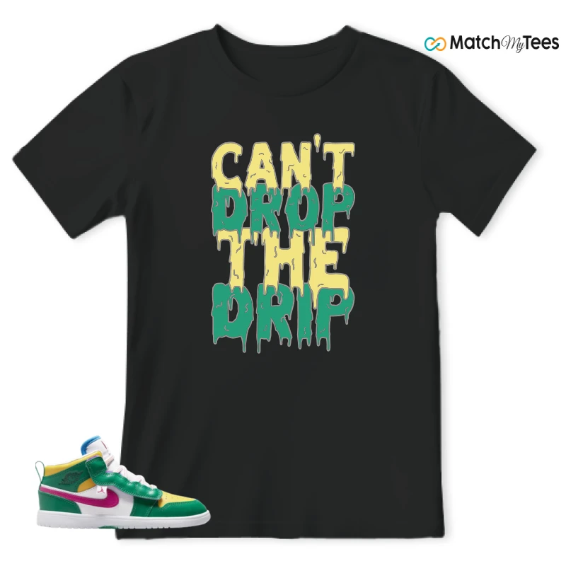NIKE AIR JORDAN 1 MID ALT MALACHITE WHITE UNIVERSITY GOLD ACTIVE PINK (PS) SNEAKER Matching Tees t-shirt