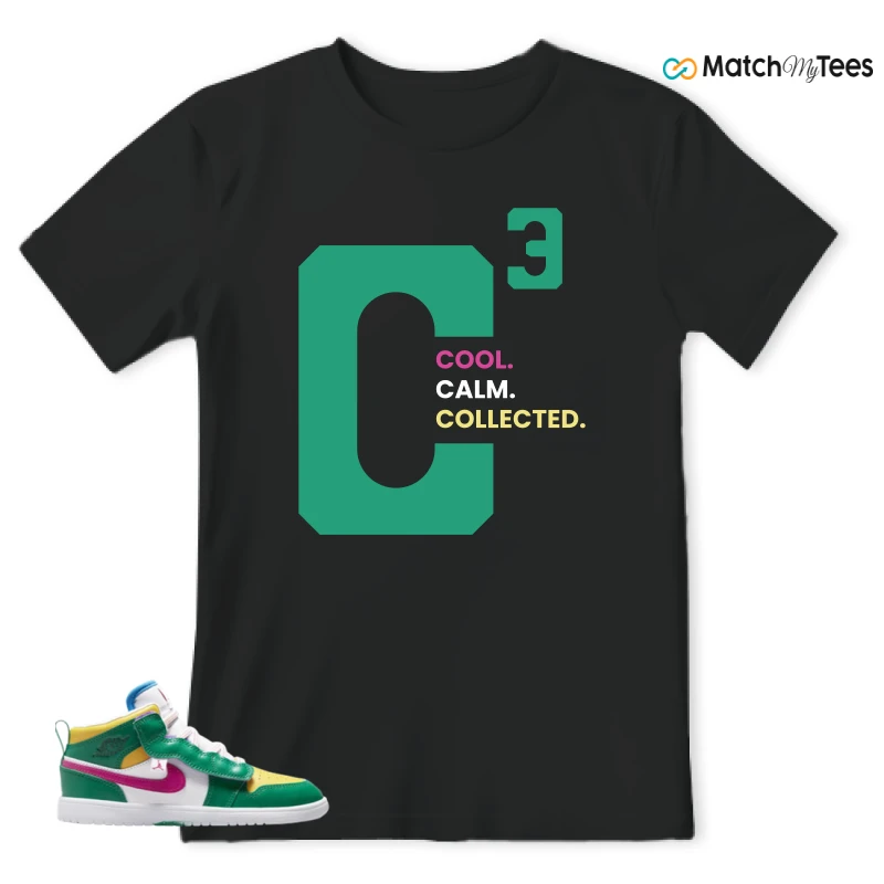 NIKE AIR JORDAN 1 MID ALT MALACHITE WHITE UNIVERSITY GOLD ACTIVE PINK (PS) SNEAKER Matching Tees t-shirt