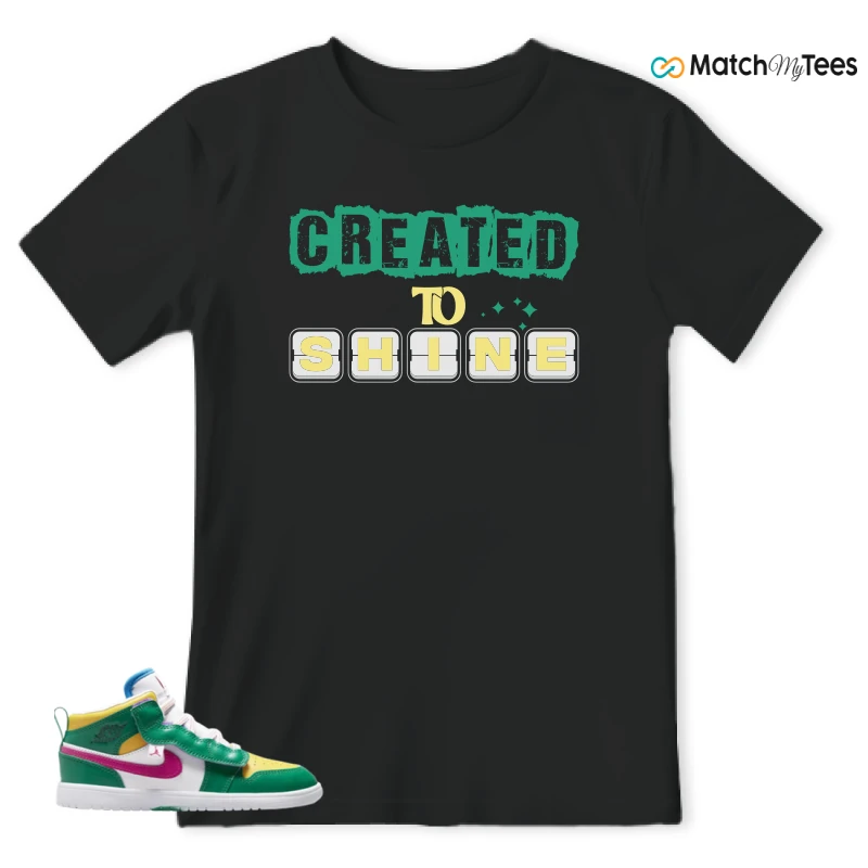NIKE AIR JORDAN 1 MID ALT MALACHITE WHITE UNIVERSITY GOLD ACTIVE PINK (PS) SNEAKER Matching Tees t-shirt