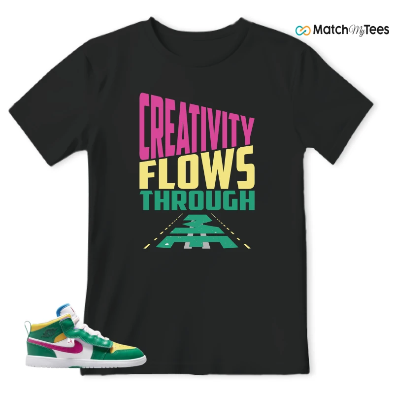 NIKE AIR JORDAN 1 MID ALT MALACHITE WHITE UNIVERSITY GOLD ACTIVE PINK (PS) SNEAKER Matching Tees t-shirt