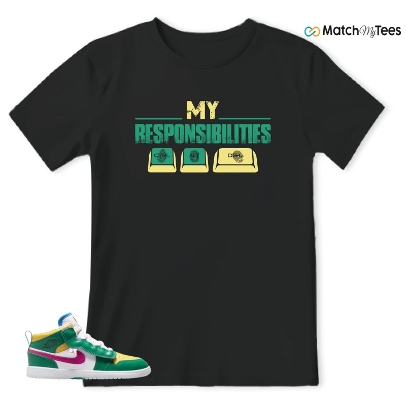 NIKE AIR JORDAN 1 MID ALT MALACHITE WHITE UNIVERSITY GOLD ACTIVE PINK (PS) SNEAKER Matching Tees t-shirt