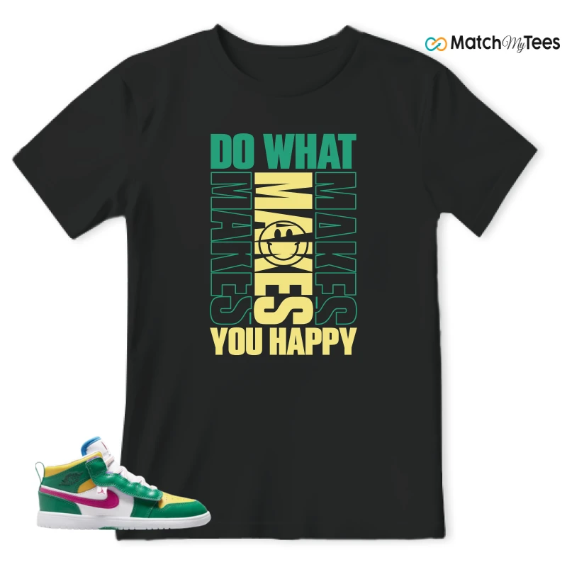 NIKE AIR JORDAN 1 MID ALT MALACHITE WHITE UNIVERSITY GOLD ACTIVE PINK (PS) SNEAKER Matching Tees t-shirt
