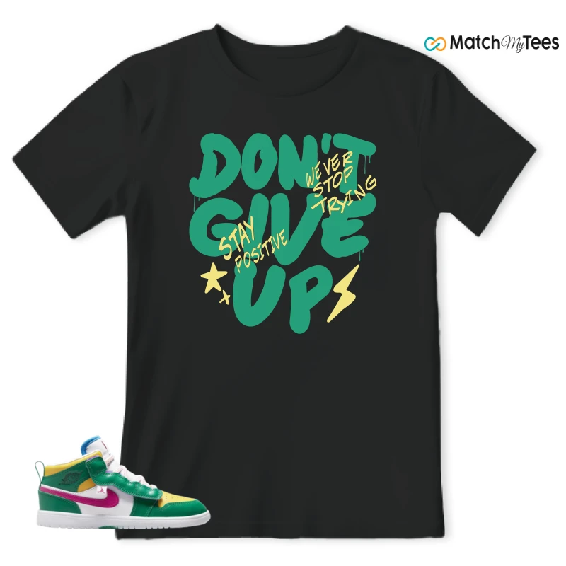 NIKE AIR JORDAN 1 MID ALT MALACHITE WHITE UNIVERSITY GOLD ACTIVE PINK (PS) SNEAKER Matching Tees t-shirt