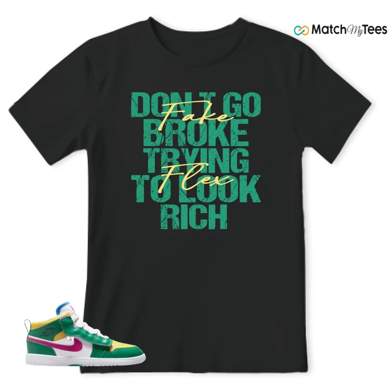 NIKE AIR JORDAN 1 MID ALT MALACHITE WHITE UNIVERSITY GOLD ACTIVE PINK (PS) SNEAKER Matching Tees t-shirt