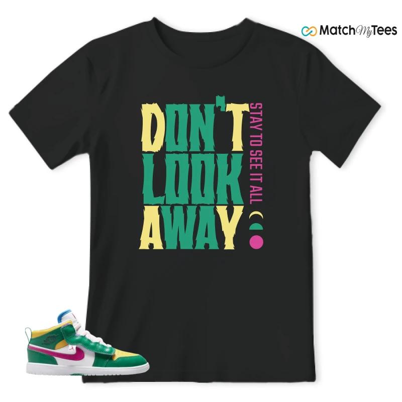 NIKE AIR JORDAN 1 MID ALT MALACHITE WHITE UNIVERSITY GOLD ACTIVE PINK (PS) SNEAKER Matching Tees t-shirt