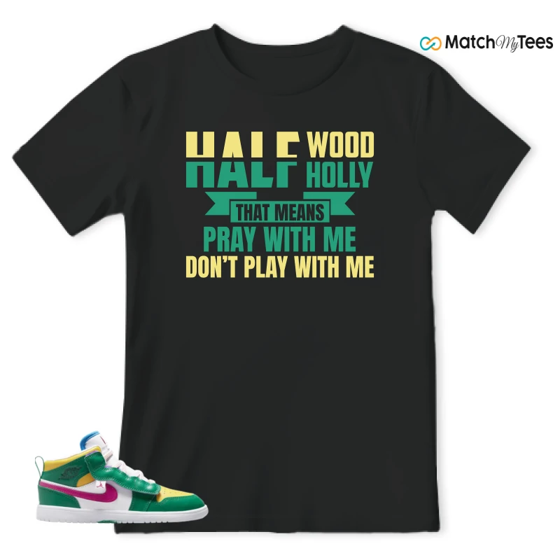 NIKE AIR JORDAN 1 MID ALT MALACHITE WHITE UNIVERSITY GOLD ACTIVE PINK (PS) SNEAKER Matching Tees t-shirt