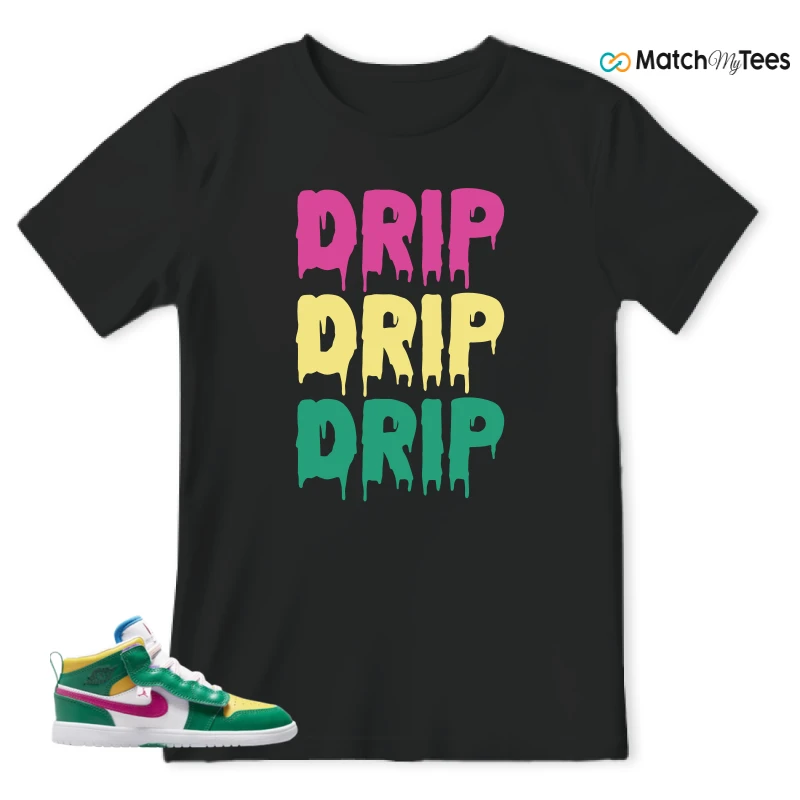 NIKE AIR JORDAN 1 MID ALT MALACHITE WHITE UNIVERSITY GOLD ACTIVE PINK (PS) SNEAKER Matching Tees t-shirt