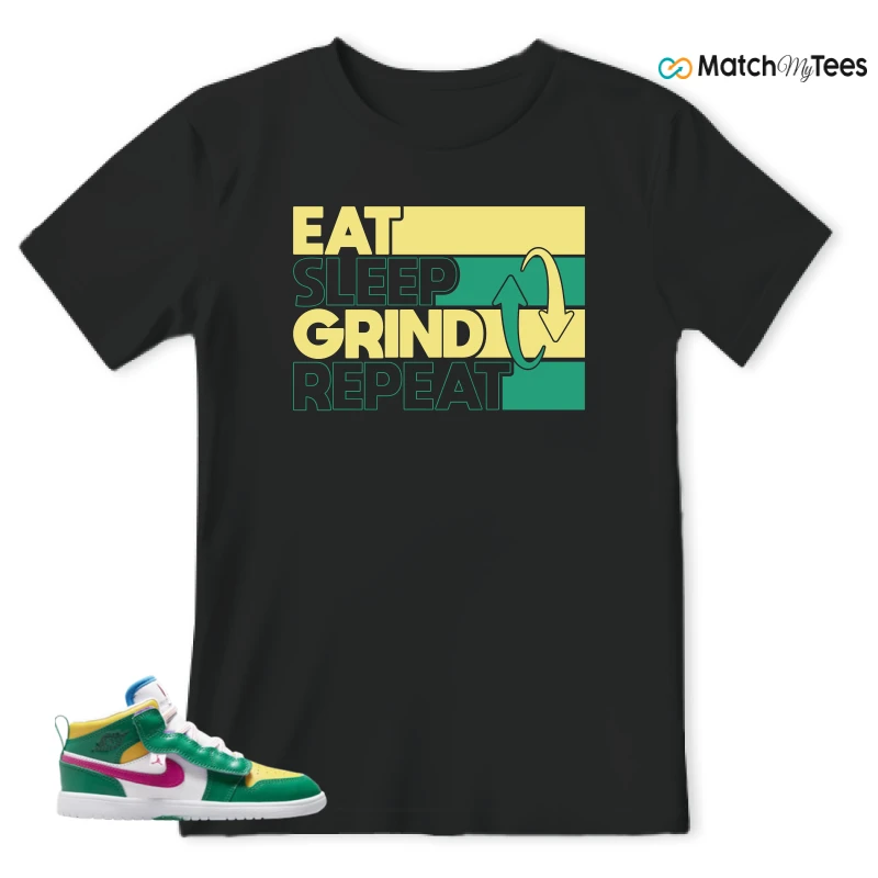 NIKE AIR JORDAN 1 MID ALT MALACHITE WHITE UNIVERSITY GOLD ACTIVE PINK (PS) SNEAKER Matching Tees t-shirt