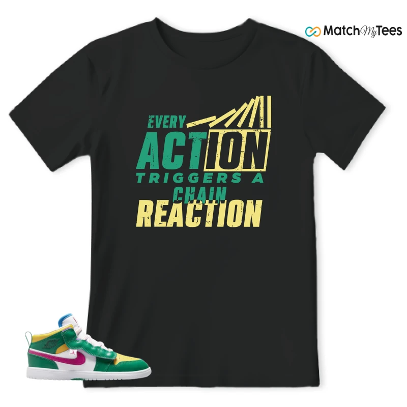 NIKE AIR JORDAN 1 MID ALT MALACHITE WHITE UNIVERSITY GOLD ACTIVE PINK (PS) SNEAKER Matching Tees t-shirt