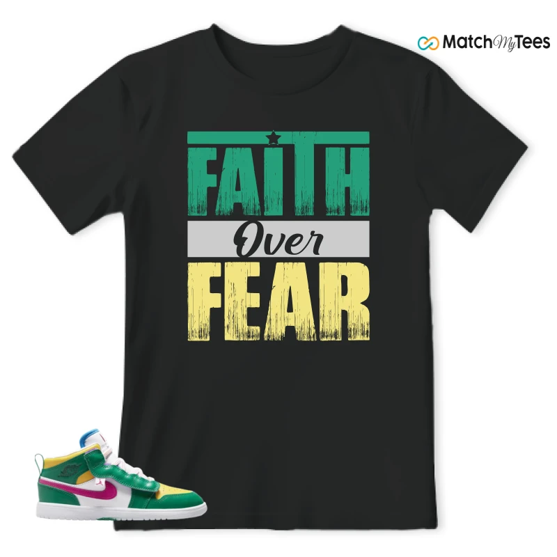 NIKE AIR JORDAN 1 MID ALT MALACHITE WHITE UNIVERSITY GOLD ACTIVE PINK (PS) SNEAKER Matching Tees t-shirt