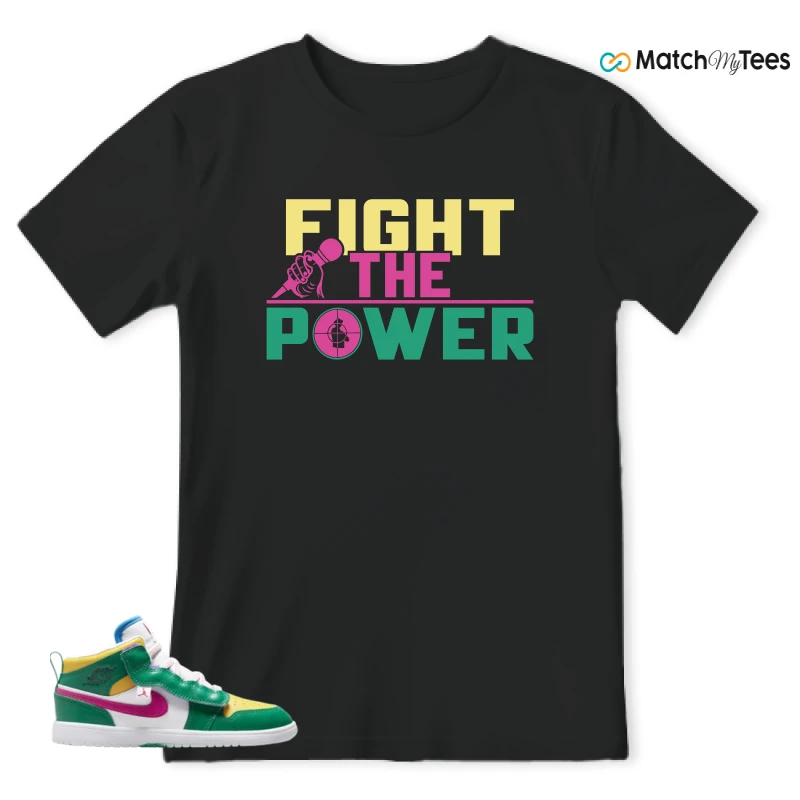 NIKE AIR JORDAN 1 MID ALT MALACHITE WHITE UNIVERSITY GOLD ACTIVE PINK (PS) SNEAKER Matching Tees t-shirt