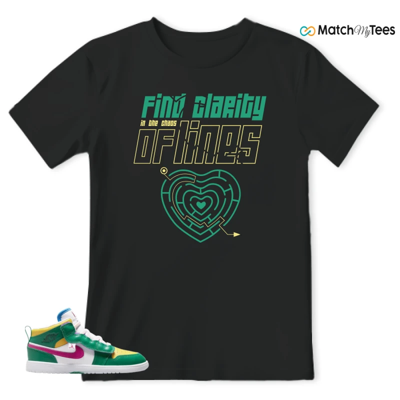NIKE AIR JORDAN 1 MID ALT MALACHITE WHITE UNIVERSITY GOLD ACTIVE PINK (PS) SNEAKER Matching Tees t-shirt