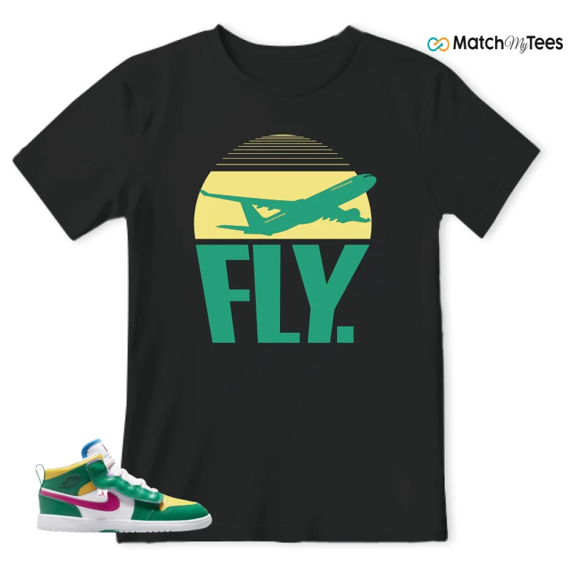 NIKE AIR JORDAN 1 MID ALT MALACHITE WHITE UNIVERSITY GOLD ACTIVE PINK (PS) SNEAKER Matching Tees t-shirt