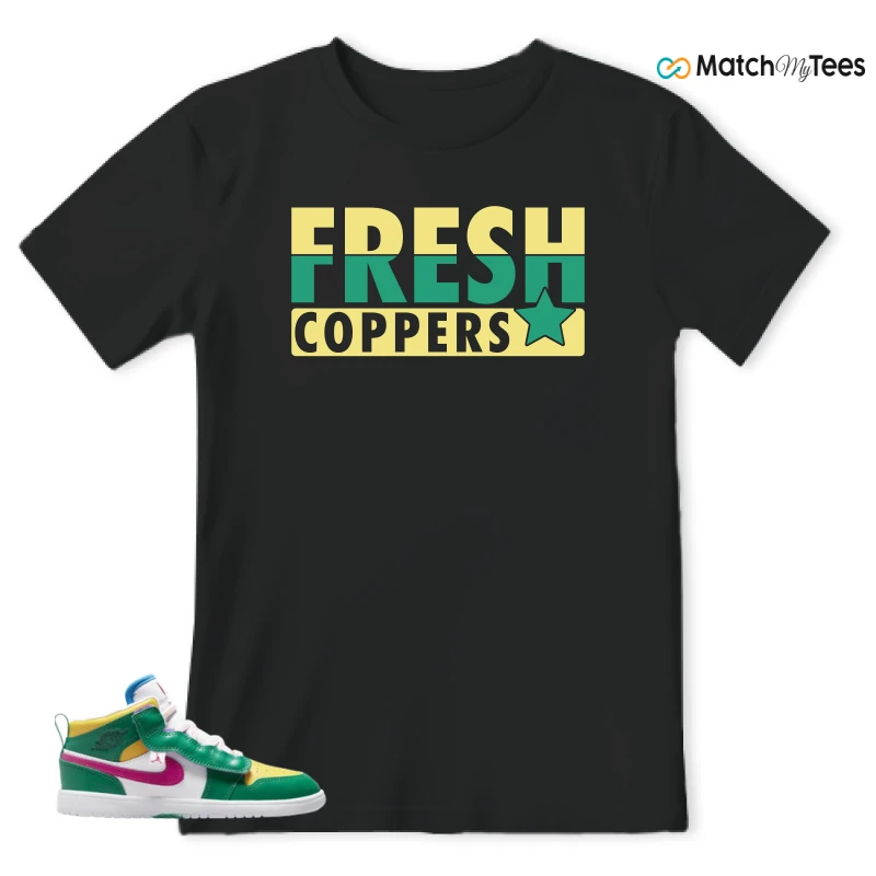 NIKE AIR JORDAN 1 MID ALT MALACHITE WHITE UNIVERSITY GOLD ACTIVE PINK (PS) SNEAKER Matching Tees t-shirt