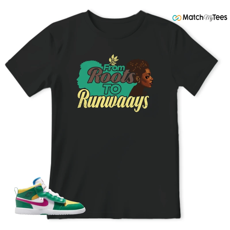 NIKE AIR JORDAN 1 MID ALT MALACHITE WHITE UNIVERSITY GOLD ACTIVE PINK (PS) SNEAKER Matching Tees t-shirt