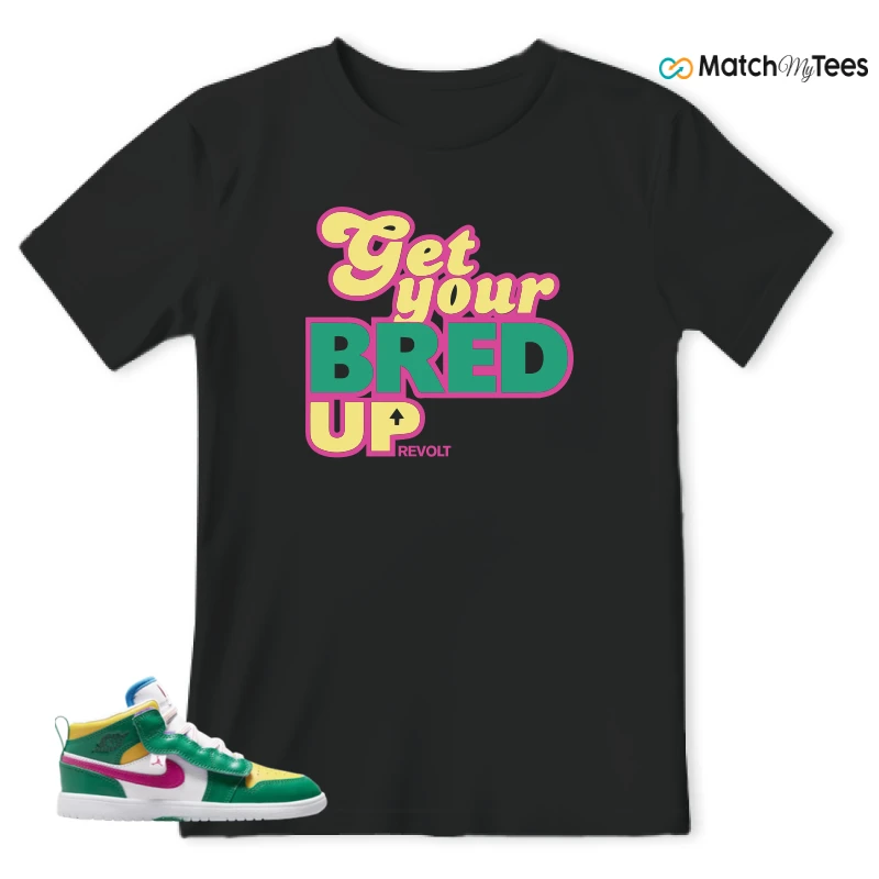 NIKE AIR JORDAN 1 MID ALT MALACHITE WHITE UNIVERSITY GOLD ACTIVE PINK (PS) SNEAKER Matching Tees t-shirt