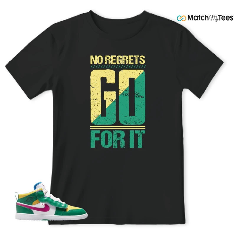 NIKE AIR JORDAN 1 MID ALT MALACHITE WHITE UNIVERSITY GOLD ACTIVE PINK (PS) SNEAKER Matching Tees t-shirt