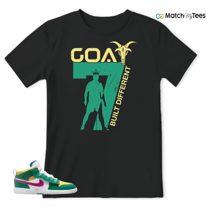 NIKE AIR JORDAN 1 MID ALT MALACHITE WHITE UNIVERSITY GOLD ACTIVE PINK (PS) SNEAKER Matching Tees t-shirt