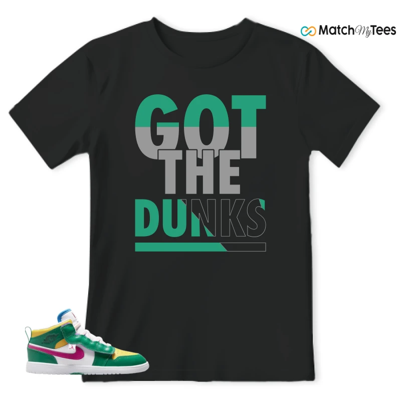 NIKE AIR JORDAN 1 MID ALT MALACHITE WHITE UNIVERSITY GOLD ACTIVE PINK (PS) SNEAKER Matching Tees t-shirt