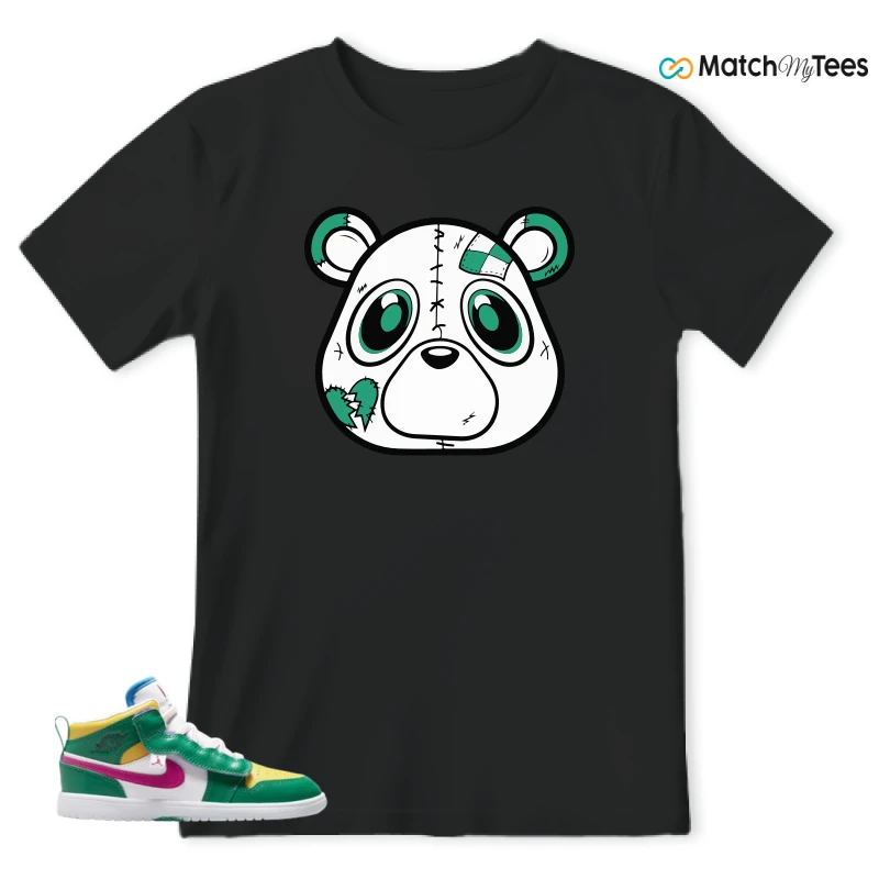 NIKE AIR JORDAN 1 MID ALT MALACHITE WHITE UNIVERSITY GOLD ACTIVE PINK (PS) SNEAKER Matching Tees t-shirt