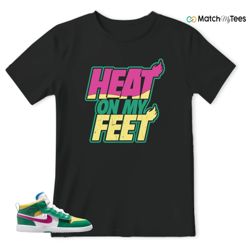NIKE AIR JORDAN 1 MID ALT MALACHITE WHITE UNIVERSITY GOLD ACTIVE PINK (PS) SNEAKER Matching Tees t-shirt