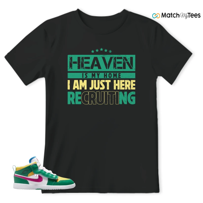 NIKE AIR JORDAN 1 MID ALT MALACHITE WHITE UNIVERSITY GOLD ACTIVE PINK (PS) SNEAKER Matching Tees t-shirt
