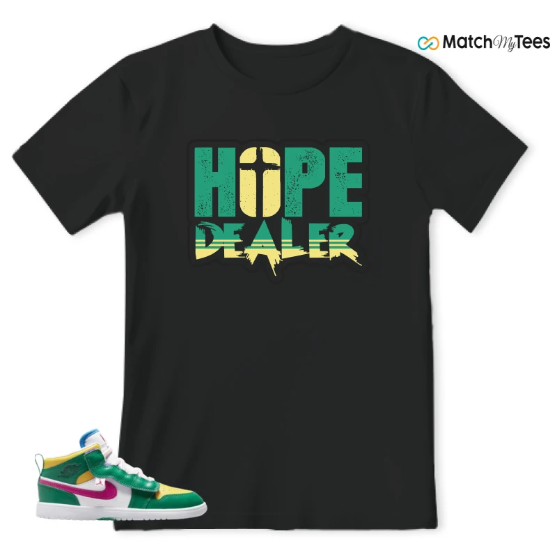NIKE AIR JORDAN 1 MID ALT MALACHITE WHITE UNIVERSITY GOLD ACTIVE PINK (PS) SNEAKER Matching Tees t-shirt