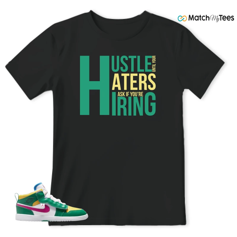 NIKE AIR JORDAN 1 MID ALT MALACHITE WHITE UNIVERSITY GOLD ACTIVE PINK (PS) SNEAKER Matching Tees t-shirt