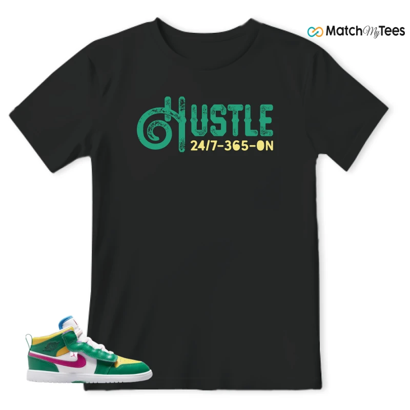 NIKE AIR JORDAN 1 MID ALT MALACHITE WHITE UNIVERSITY GOLD ACTIVE PINK (PS) SNEAKER Matching Tees t-shirt
