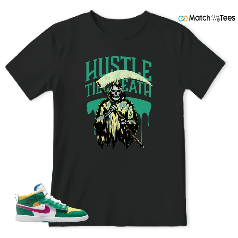 NIKE AIR JORDAN 1 MID ALT MALACHITE WHITE UNIVERSITY GOLD ACTIVE PINK (PS) SNEAKER Matching Tees t-shirt