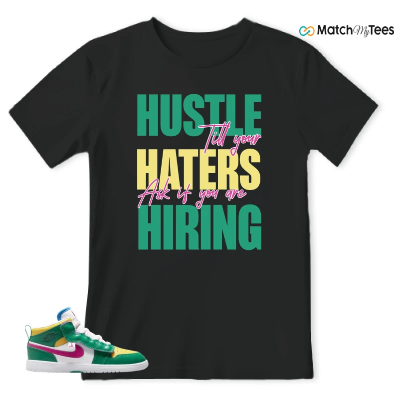 NIKE AIR JORDAN 1 MID ALT MALACHITE WHITE UNIVERSITY GOLD ACTIVE PINK (PS) SNEAKER Matching Tees t-shirt