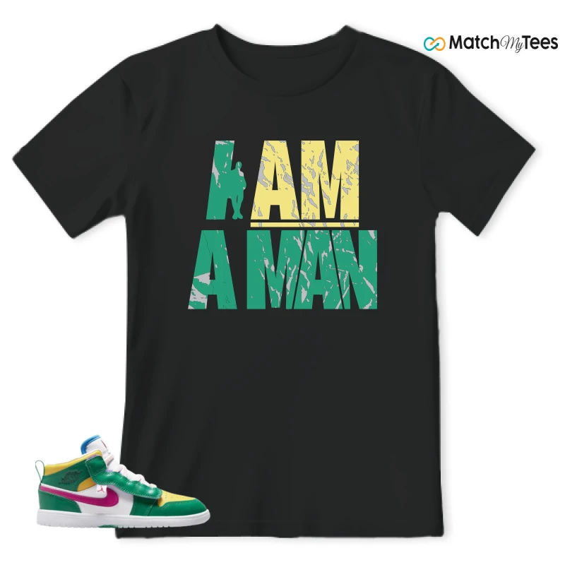 NIKE AIR JORDAN 1 MID ALT MALACHITE WHITE UNIVERSITY GOLD ACTIVE PINK (PS) SNEAKER Matching Tees t-shirt