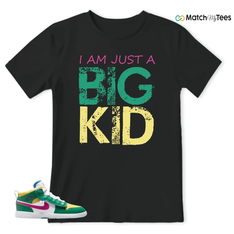 NIKE AIR JORDAN 1 MID ALT MALACHITE WHITE UNIVERSITY GOLD ACTIVE PINK (PS) SNEAKER Matching Tees t-shirt