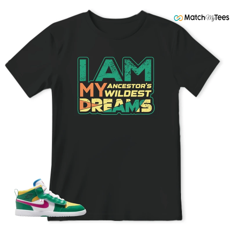 NIKE AIR JORDAN 1 MID ALT MALACHITE WHITE UNIVERSITY GOLD ACTIVE PINK (PS) SNEAKER Matching Tees t-shirt