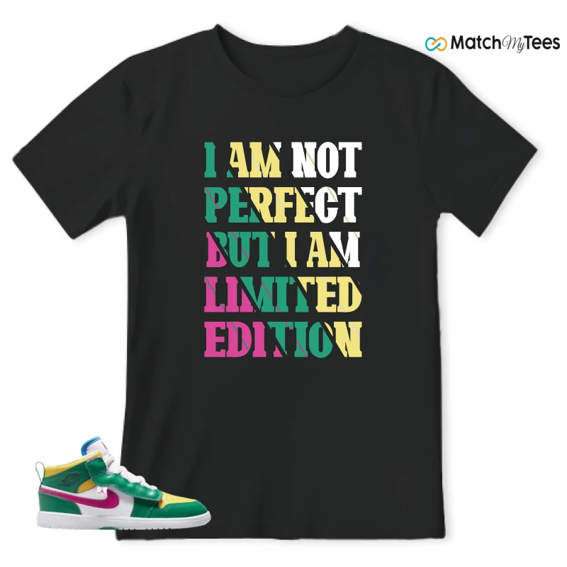 NIKE AIR JORDAN 1 MID ALT MALACHITE WHITE UNIVERSITY GOLD ACTIVE PINK (PS) SNEAKER Matching Tees t-shirt