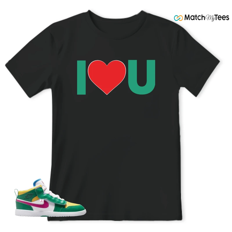 NIKE AIR JORDAN 1 MID ALT MALACHITE WHITE UNIVERSITY GOLD ACTIVE PINK (PS) SNEAKER Matching Tees t-shirt