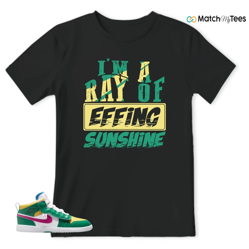 NIKE AIR JORDAN 1 MID ALT MALACHITE WHITE UNIVERSITY GOLD ACTIVE PINK (PS) SNEAKER Matching Tees t-shirt