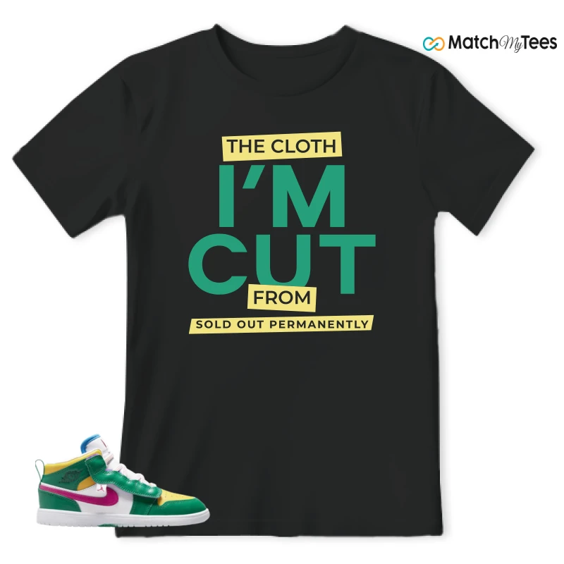 NIKE AIR JORDAN 1 MID ALT MALACHITE WHITE UNIVERSITY GOLD ACTIVE PINK (PS) SNEAKER Matching Tees t-shirt