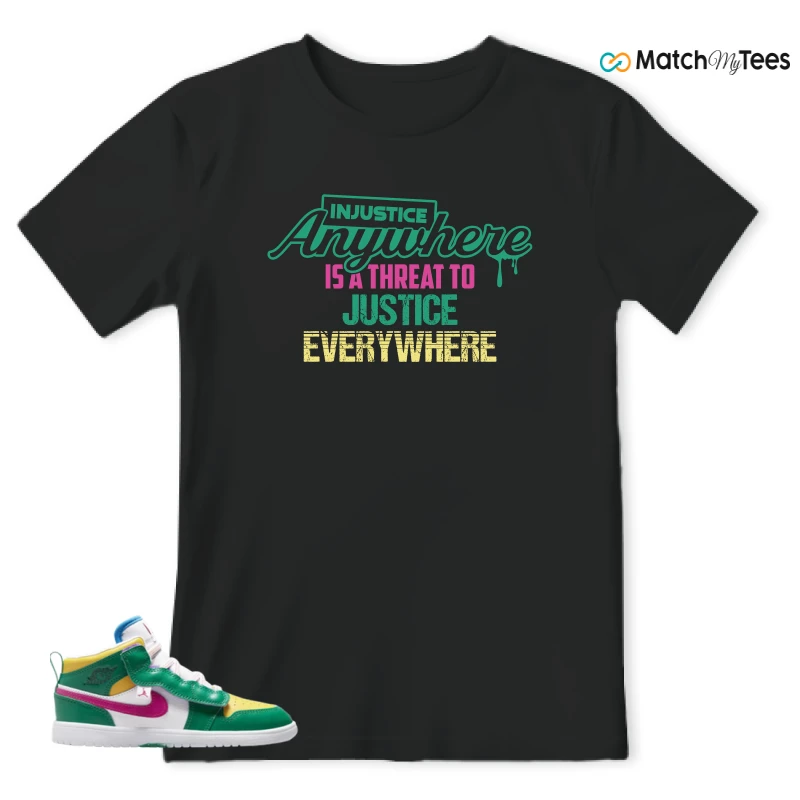 NIKE AIR JORDAN 1 MID ALT MALACHITE WHITE UNIVERSITY GOLD ACTIVE PINK (PS) SNEAKER Matching Tees t-shirt