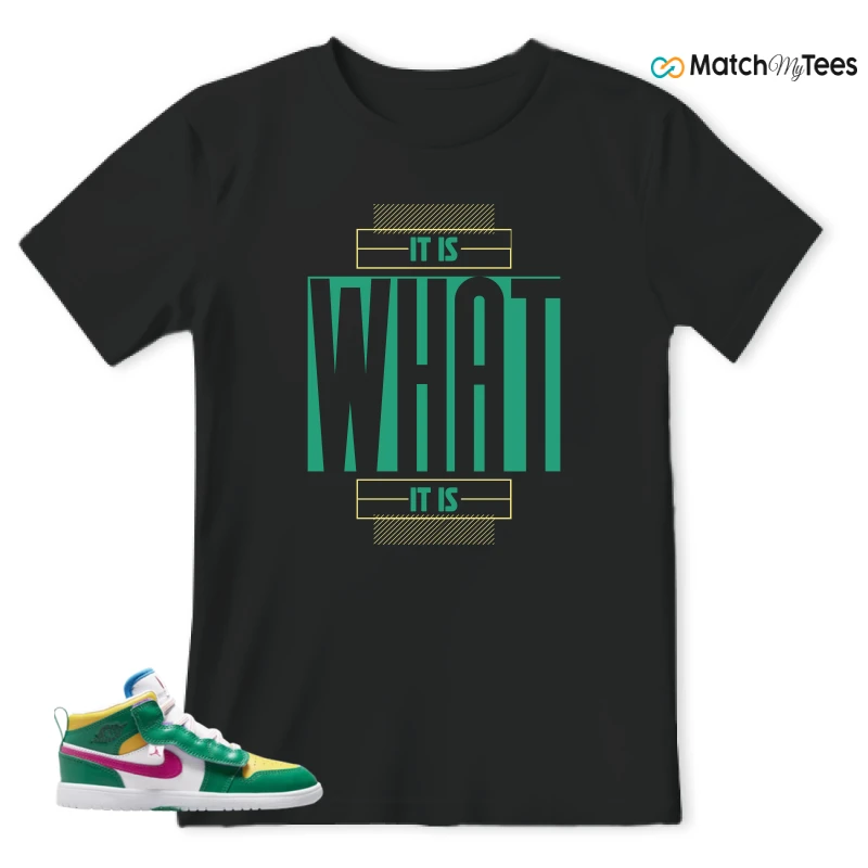 NIKE AIR JORDAN 1 MID ALT MALACHITE WHITE UNIVERSITY GOLD ACTIVE PINK (PS) SNEAKER Matching Tees t-shirt