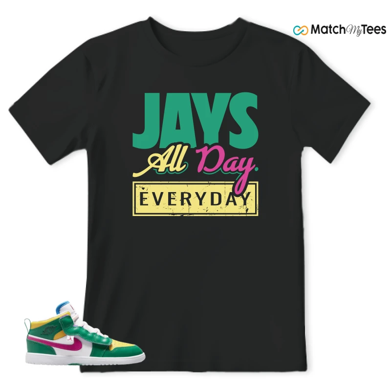 NIKE AIR JORDAN 1 MID ALT MALACHITE WHITE UNIVERSITY GOLD ACTIVE PINK (PS) SNEAKER Matching Tees t-shirt