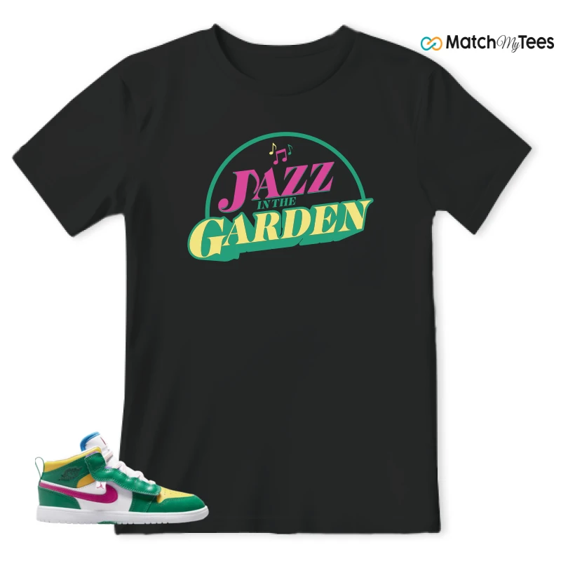 NIKE AIR JORDAN 1 MID ALT MALACHITE WHITE UNIVERSITY GOLD ACTIVE PINK (PS) SNEAKER Matching Tees t-shirt