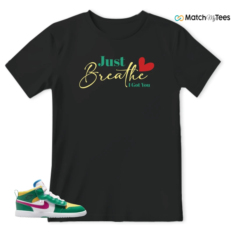 NIKE AIR JORDAN 1 MID ALT MALACHITE WHITE UNIVERSITY GOLD ACTIVE PINK (PS) SNEAKER Matching Tees t-shirt
