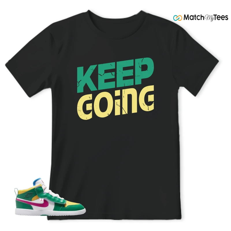 NIKE AIR JORDAN 1 MID ALT MALACHITE WHITE UNIVERSITY GOLD ACTIVE PINK (PS) SNEAKER Matching Tees t-shirt