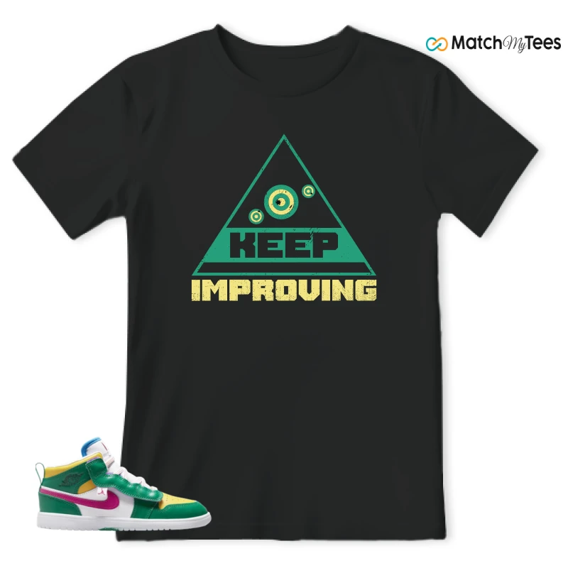 NIKE AIR JORDAN 1 MID ALT MALACHITE WHITE UNIVERSITY GOLD ACTIVE PINK (PS) SNEAKER Matching Tees t-shirt