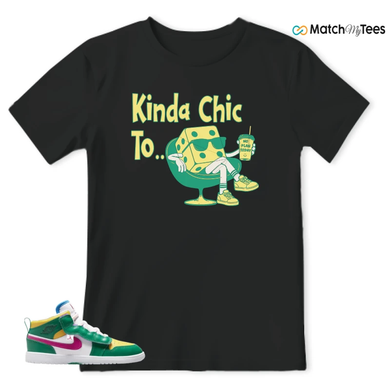 NIKE AIR JORDAN 1 MID ALT MALACHITE WHITE UNIVERSITY GOLD ACTIVE PINK (PS) SNEAKER Matching Tees t-shirt