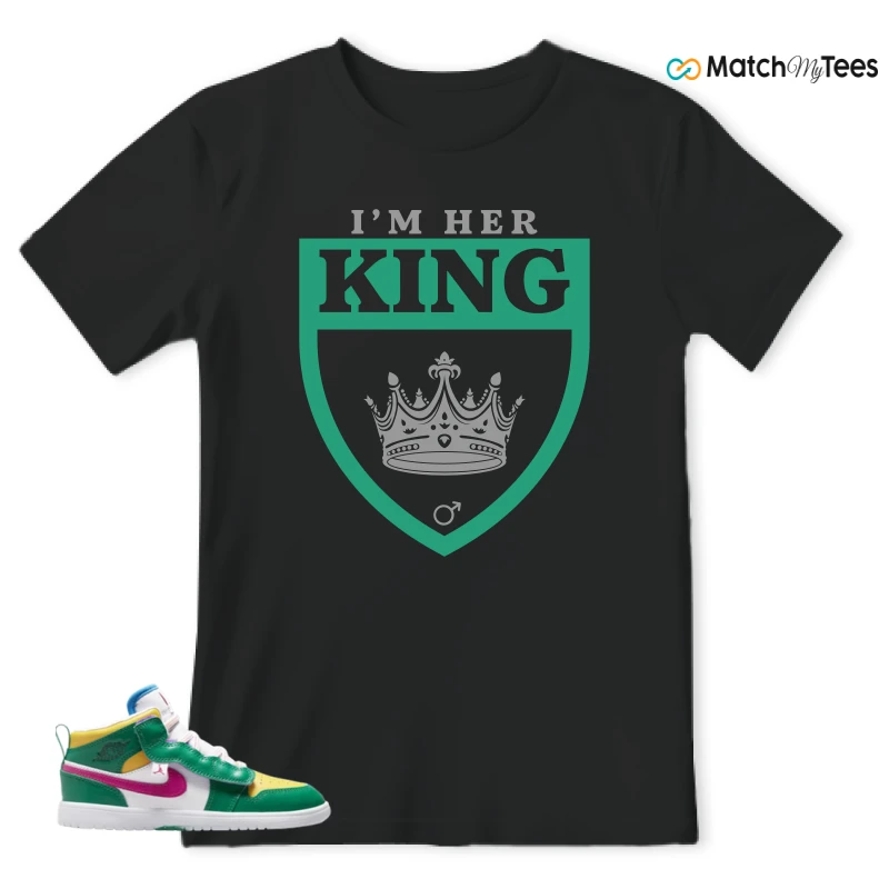 NIKE AIR JORDAN 1 MID ALT MALACHITE WHITE UNIVERSITY GOLD ACTIVE PINK (PS) SNEAKER Matching Tees t-shirt