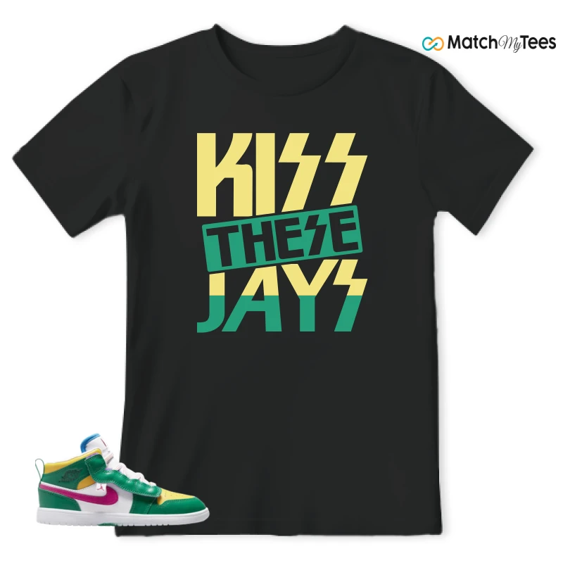 NIKE AIR JORDAN 1 MID ALT MALACHITE WHITE UNIVERSITY GOLD ACTIVE PINK (PS) SNEAKER Matching Tees t-shirt